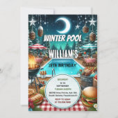 jongen bruh Barbeque Winter Pool Party 13e verjaar Kaart (Voorkant)