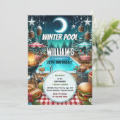jongen bruh Barbeque Winter Pool Party 13e verjaar Kaart (Staand voorkant)