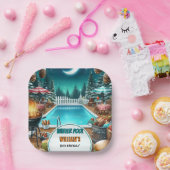 jongen bruh Barbeque Winter Pool Party 13e verjaar Papieren Bordje (Feest)