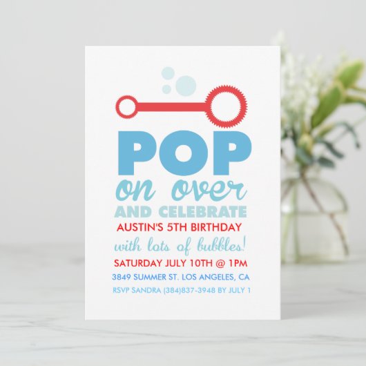 (Jongen) Bubble Party thema verjaardag uitnodigen Kaart (Staand voorkant)