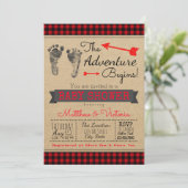 Jongen Buffalo Plaid Baby Shower Kaart (Staand voorkant)