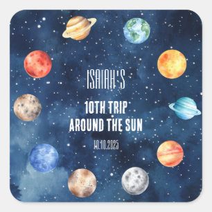 Jongen Buiten de Ruimte 10e Reis rond de Zon Verja Vierkante Sticker
