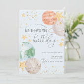 Jongen Buitenspatie Uitnodiging (Staand voorkant)