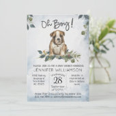 Jongen! Bulldog Puppy Modern Waterverf Baby Kaart (Staand voorkant)