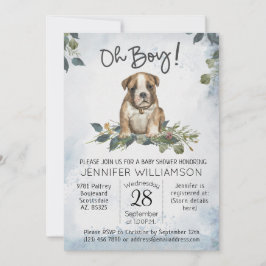 Jongen! Bulldog Puppy Modern Waterverf Baby Kaart