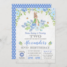 Jongen Bunny 2e verjaardag Garden Blue Floral