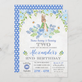 Jongen Bunny 2e verjaardag Garden Blue Floral Kaart