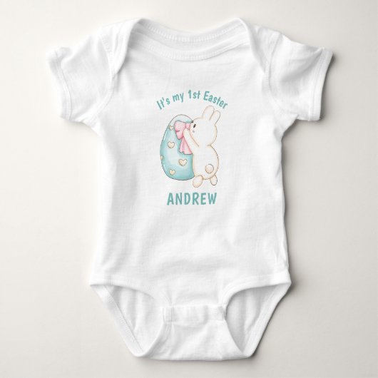 Jongen Bunny & Blue Egg 1st Paasnaam Romper (Voorkant)