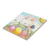 Jongen bunny met mand tegeltje (Zijkant)