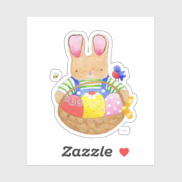 Jongen Bunny met Paasmandje Sticker