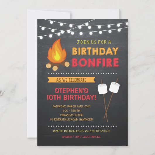 Jongen Camp Bonfire Birthday Invitation Kaart (Voorkant)