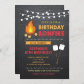 Jongen Camp Bonfire Birthday Invitation Kaart (Voorkant / Achterkant)