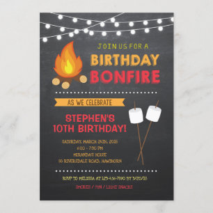 Jongen Camp Bonfire Birthday Invitation Kaart