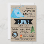 Jongen Campout Verjaardag Uitnodiging Achtertuin C (Voorkant)