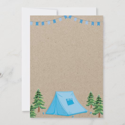 Jongen Campout Verjaardag Uitnodiging Achtertuin C (Achterkant)