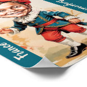 Jongen Caricatuur in Franse Vintage Kleding Poster (Hoek)