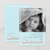 Jongen Choo Choo Christening Baptism Foto bedankt (Voorkant / Achterkant)