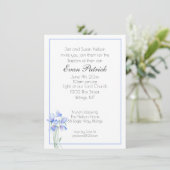 Jongen Christening Baptism Blue Wildflower Aankondiging (Staand voorkant)