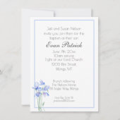 Jongen Christening Baptism Blue Wildflower Aankondiging (Voorkant)