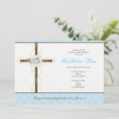 Jongen Christening/Baptism Uitnodiging (Staand voorkant)