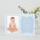 Jongen Christening Baptism-uitnodigingen Kaart (Staand voorkant)