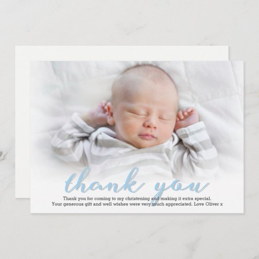 Jongen Christening/Baptisme Hartelijk dank Bedankkaart (Voorkant / Achterkant)