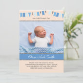 Jongen Christening/Baptisme Hartelijk dank Bedankkaart (Staand voorkant)