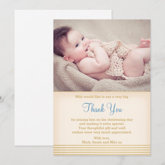 Jongen Christening/Baptisme Hartelijk dank Bedankkaart (Voorkant / Achterkant)