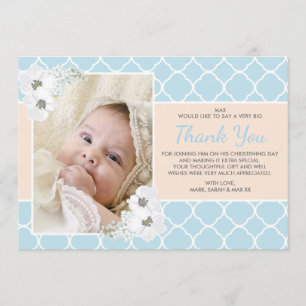 Jongen Christening/Baptisme Hartelijk dank Bedankkaart