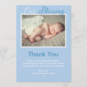 Jongen Christening/Baptisme Hartelijk dank Kaart