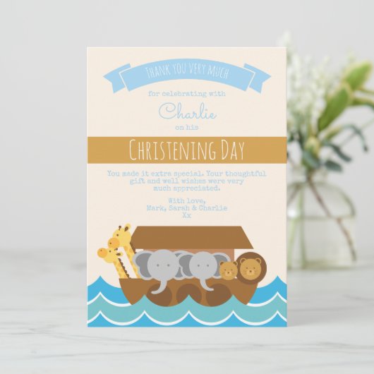 Jongen Christening/Baptisme Hartelijk dank Kaart (Staand voorkant)