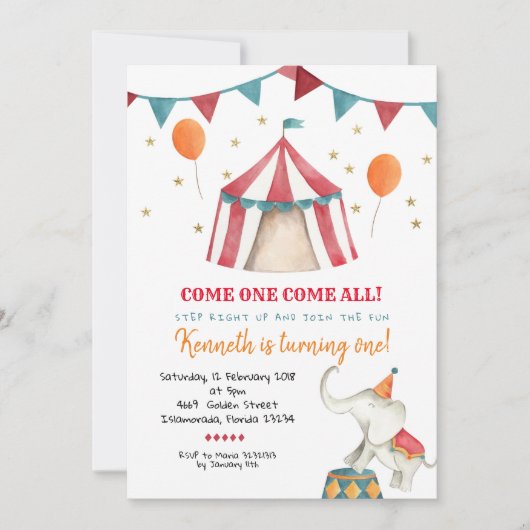 Jongen Circus Kind: Birthday Party Invitation Kaart (Voorkant)