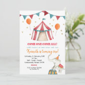 Jongen Circus Kind: Birthday Party Invitation Kaart (Staand voorkant)