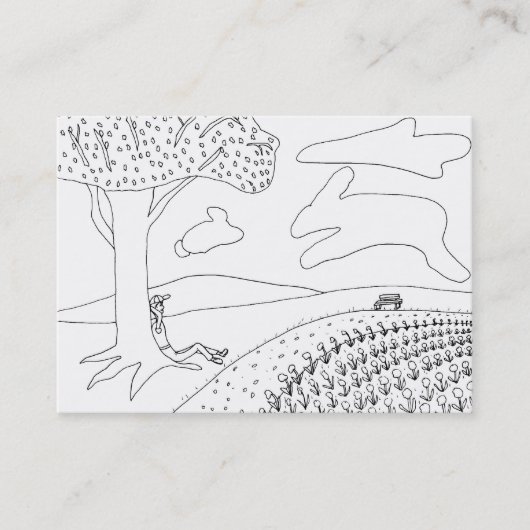Jongen Cloud Gazing in Park Coloring Visitekaartje (Voorkant)