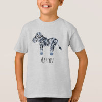 Jongen Cool Blue Waterverf Zebra Safari met naam