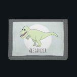 Jongen Cool Doodle T-Rex Dinosaur met naam Drievoud Portemonnee<br><div class="desc">Dit coole ontwerp maakt deel uit van een collectie met schattige dinosaurussen voor kleine zoetjes en accessoires. Het ontwerp van deze kinderen is voorzien van een hand getekende T-Rex doodle dinosaurus en kan worden gepersonaliseerd met de naam van uw zoon. Bekijk onze winkel voor andere dinosaurusdesign!</div>