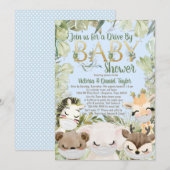 Jongen Covid Dieren Met Mondkapjes Groene Baby Sho Kaart (Voorkant / Achterkant)