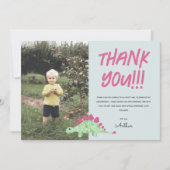 Jongen Cute Blauwe Dinosaur Jungle Kids Verjaardag Bedankkaart (Voorkant)