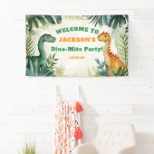 Jongen Cute Dinosaur Verjaardagsfeest Banner (Insitu)