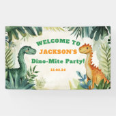 Jongen Cute Dinosaur Verjaardagsfeest Banner (Horizontaal)