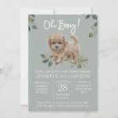 Jongen! Cute Dog Baby shower Labradoodle Sage Kaart (Voorkant)