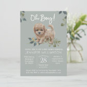Jongen! Cute Dog Baby shower Labradoodle Sage Kaart (Staand voorkant)