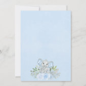 Jongen! Cute Elephant Blue Floral Baby shower Kaart (Achterkant)