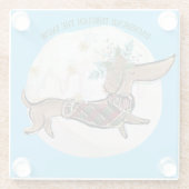 Jongen Dachshund door de sneeuw Glazen Onderzetter (Achterkant)