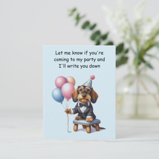 Jongen Dachshund Verjaardagsfeestje Kaart (Staand voorkant)