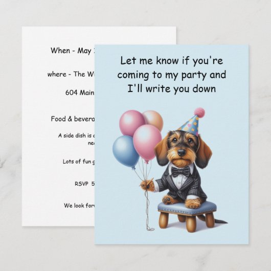 Jongen Dachshund Verjaardagsfeestje Kaart (Voorkant / Achterkant)