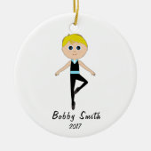 Jongen Dancer Naam en Jaar  Keramisch Ornament (Voorkant)