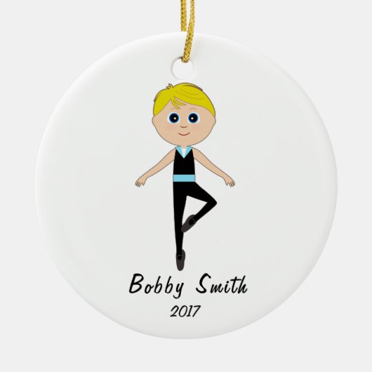 Jongen Dancer Naam en Jaar  Keramisch Ornament (Voorkant)