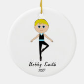 Jongen Dancer Naam en Jaar  Keramisch Ornament (Achterkant)