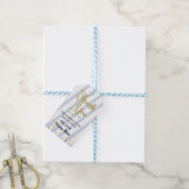 Jongen Dank je Baby shower Streep Blauw Glitter Cadeaulabel (Met Touw)